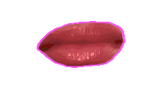 a close up of a woman 's mouth with a pink border