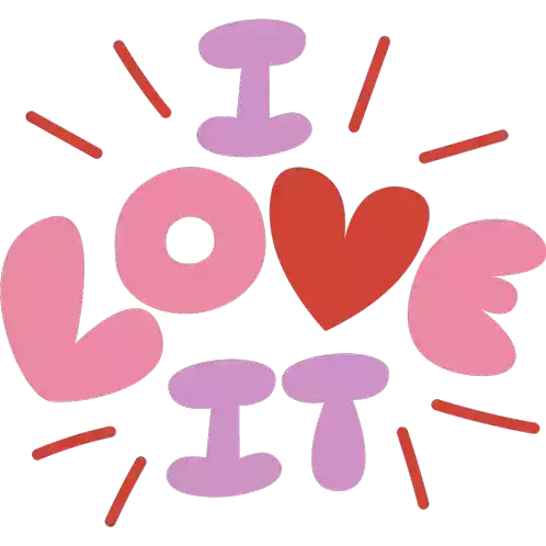I Love It Red Exclamation Lines Around I Love It In Purple And Pink Bubble Letters Sticker - I Love It Red Exclamation Lines Around I Love It In Purple And Pink Bubble Letters Its Great Stickers