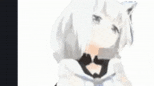 a drawing of a girl with white hair and a black tie is displayed on a computer screen .