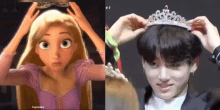 Dolliekyu Jungkook Tiara GIF - Dolliekyu Jungkook Tiara Jungkook Rapunzel GIFs