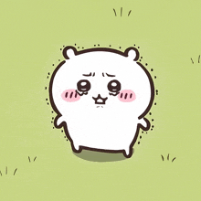 a cartoon drawing of a white bear with a smiley face