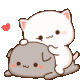 a white cat and a gray cat are sitting next to each other .
