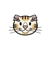 a cartoon cat with pink hearts in its eyes and a tongue sticking out .