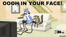 regular show mordecai rigby video game in your face