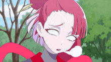 a cartoon character with red hair and white eyes is smoking a cigarette