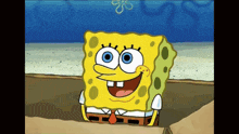 a cartoon of spongebob squarepants smiling with his tongue hanging out
