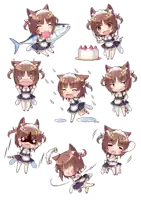 a girl in a maid outfit has many different expressions