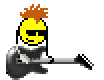 a pixel art of a man with a mohawk holding a guitar