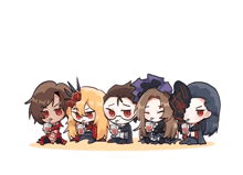 a group of cartoon characters drinking through a straw