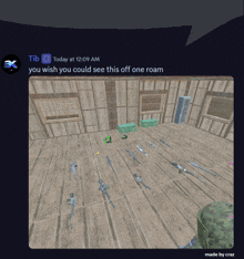 a screenshot of a video game that says ' you wish you could see this off one roam ' at the top