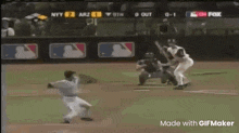 a baseball game is being played between the ny yankees and the arizona nationals