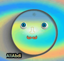 a colorful circle with a face and the name aliabdi