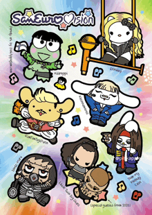 a poster with a bunch of cartoon characters and the words san eum vision