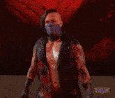 a man wearing a mask with the name david blake