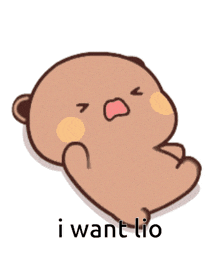 a cartoon bear is laying on the ground with the words i want lio below it