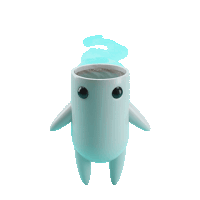 a cartoon character with a cup of coffee coming out of it 's head