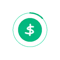 a green circle with a dollar sign in the center