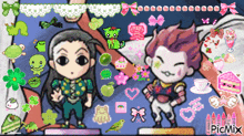 a pixel art of a boy and girl with picmix written on the bottom right