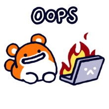 a cartoon hamster sitting next to a laptop that is on fire