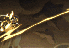 a cartoon drawing of a person with a sword and a light coming out of their mouth
