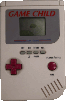 a game child lcd game has a red button on the bottom