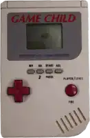 a game child lcd game has a red button on the bottom