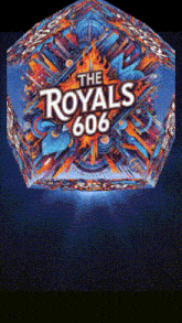 a colorful logo for the royals 606 on a dark background