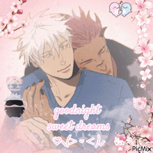 a picture of two anime characters with the words goodnight sweet dreams