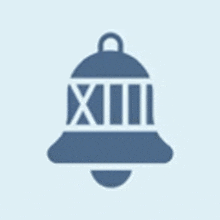 an icon of a bell with the number xiii on it