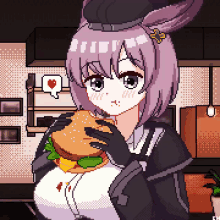 anime chibi cute girl burger