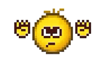 a pixel art illustration of a smiley face with a crown on its head .