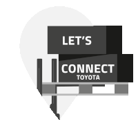 a sign that says let 's connect toyota with scissors