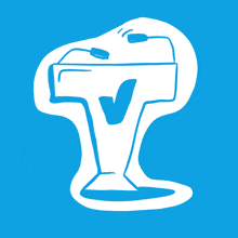 a cartoon drawing of a podium with a microphone and a letter y