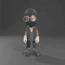 a cartoon character is wearing a black hat and a mask