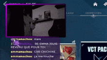 a screenshot of a video game with a purple frame that says emmaachou on it