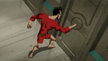 a cartoon character wearing sunglasses and a red shirt
