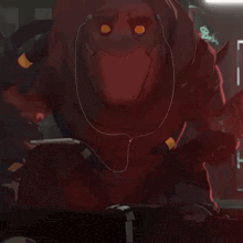 a cartoon character wearing headphones is sitting on a chair .