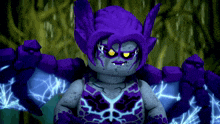 a cartoon character with a purple head and wings