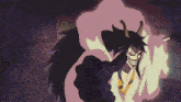a close up of a cartoon character with the words karakuni written on the bottom
