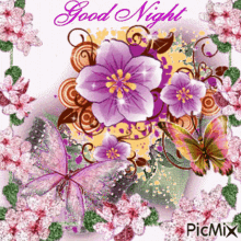Good Night Flower GIF - Good Night Flower Butterfly GIFs
