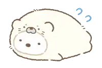 a cartoon drawing of a white bear with a brown nose
