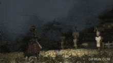 a gif from gifrun.com shows a sword being thrown in the air