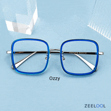 Zeelool Square Frame Glasses With Blue Color Blue Frame Glasses GIF - Zeelool Square Frame Glasses With Blue Color Blue Frame Glasses Sqaure Eyeglasses GIFs
