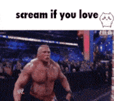 a picture of a wrestling match with the words " scream if you love "