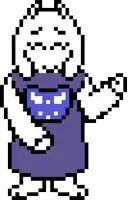 a pixel art drawing of a cartoon character with a purple shirt and a blue heart on his chest .