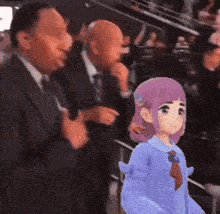 a man in a suit and tie is standing next to a girl in a blue shirt