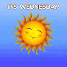 a sun wearing a straw hat and sunglasses says it 's wednesday