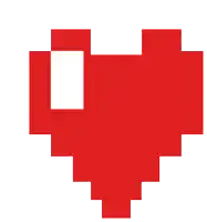 a pixel art heart with a square in the middle on a white background