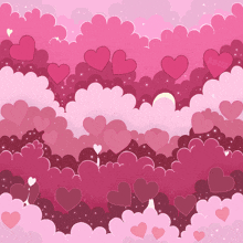 a pink background with hearts and clouds that says angel