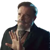 a man with a beard and mustache is wearing a black suit and tie